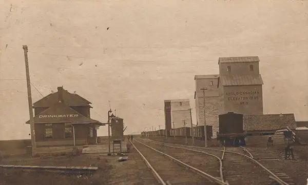 Railway station and grain elevators